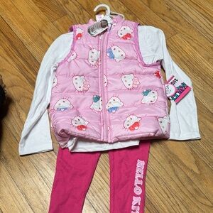 Hello Kitty Pink Puffer Vest and Leggings Set